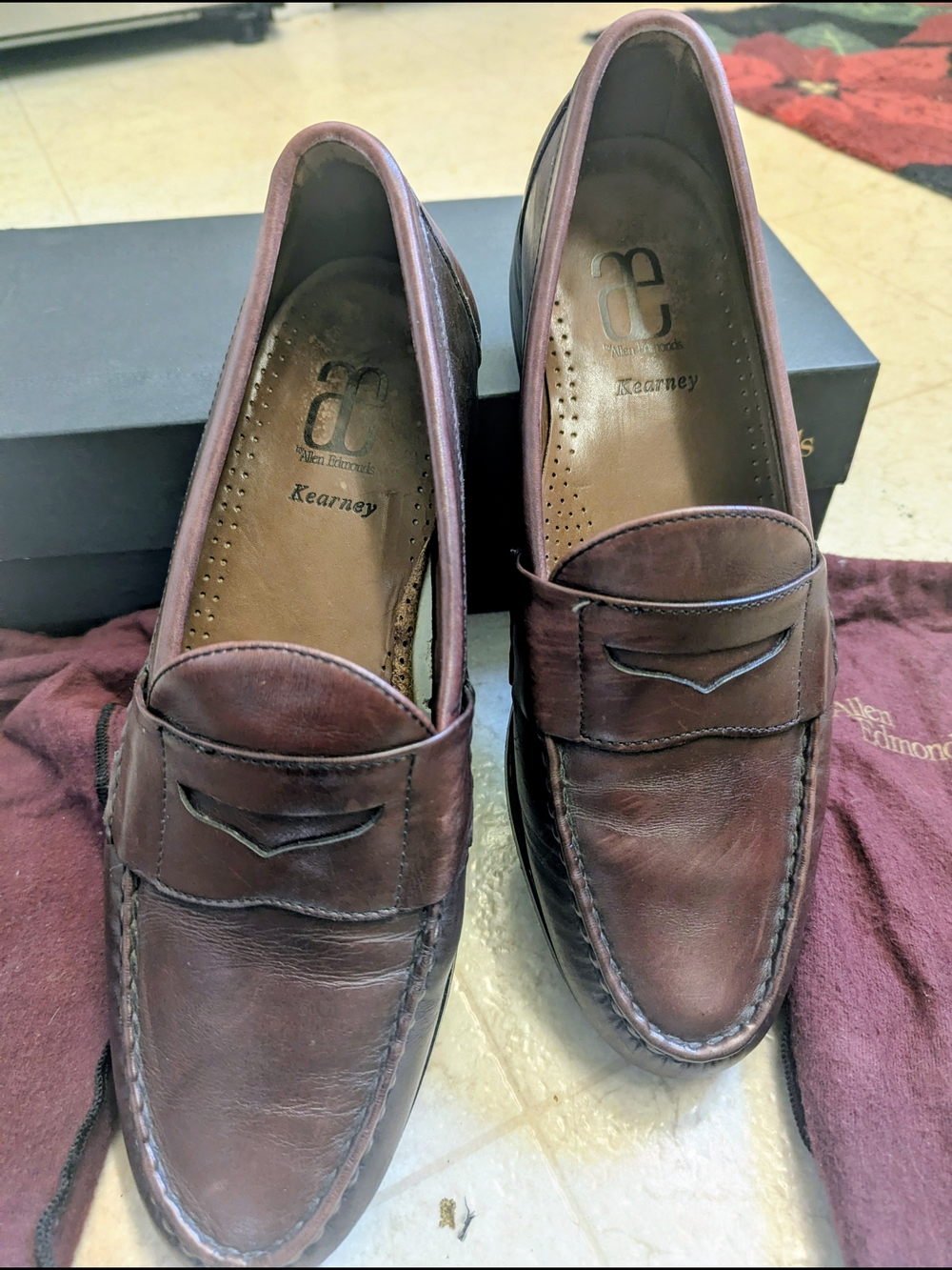 Allen Edmonds Kearney Men’s Brown Leather Penny Loafers